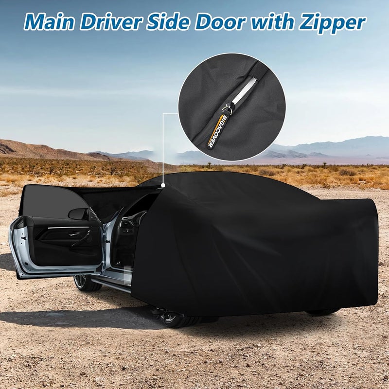BIGACOVER Waterproof Car Covers for Chevrolet II Nova/Nova SS 350/350 SC Sedan/Coupe 1962-1974,420D Oxford Cloth Sun Heat Protection Outdoor Full Covers with Driver Side Zipper Windproof Heavy Duty All Weather - Image 4